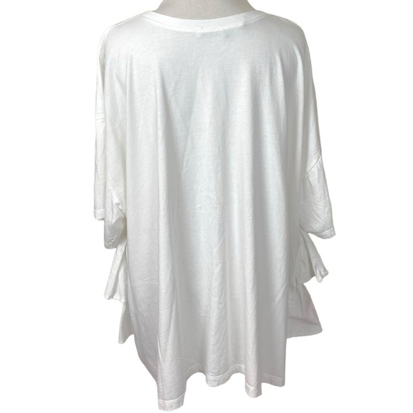Zara Tiered Ruffle White Cotton Oversized Tunic Top Dress Small Coastal Clean - Picture 4 of 7